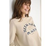 Sweatshirt CECIL, Damen, Gr. S (38), pearl beige, Sweatware, Obermaterial: 100% Baumwolle, bestickt, lässig geschnitten hüftbedeckend, Rundhals, Bündchen, Sweatshirts Sweatshirt, mit feiner Stickerei