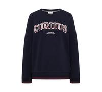 Sweatshirt CECIL, Damen, Gr. L (42), blau (urban dunkelblau), Sweatware, 100% Baumwolle, unifarben, comfort fit, Rundhals, Rippbündchen, Sweatshirts Sweatshirt, mit Rundhalsausschnitt (78850233-L) urb