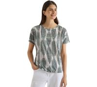Cecil Kurzarmshirt CECIL Damen Gr. L (42) deep matcha grün - Ausbrenner-Look, Rundhals, Jersey