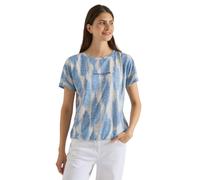 Kurzarmshirt CECIL, Damen, Gr. XL (44), urban dunkelblau, Jersey, Obermaterial: 65% Polyester, 35% Viskose, bedruckt, normal hüftbedeckend, Rundhals, abgesteppte Kante, Shirts, Sommershirt im Ausbrenn