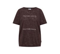 Print-Shirt CECIL, Damen, Gr. L (42), braun (braun cacao), Jersey, Obermaterial: 50% Baumwolle, 50% Polyester, bedruckt, hüftlang, Rundhals, Shirts, Sommershirt, Elastikbund, Ausbrenner-Optik (7906443