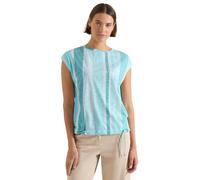 Print-Shirt CECIL, Damen, Gr. M (40), blau (crystal mint), Stoff, 65% Polyester, 35% Viskose, bedruckt, comfort fit normal, U-Boot-Ausschnitt, abgesteppt, Shirts, im Streifen-Design (97841459-M) cryst