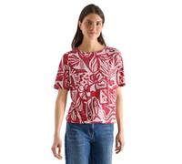 T-Shirt CECIL, Damen, Gr. XL (44), rot (glazed apple rot), Stoff, 65% Polyester, 35% Viskose, gemustert, comfort fit normal, U-Boot-Ausschnitt, abgesteppt, Shirts T-Shirt, Jersey (15157529-XL) glazed