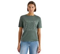 T-Shirt CECIL, Damen, Gr. XL (44), grün (just khaki), Stoff, 55% Polyester, 45% Viskose, bedruckt, comfort fit normal, U-Boot-Ausschnitt, normaler Saum, Shirts T-Shirt, mit Wording (14611633-XL) just