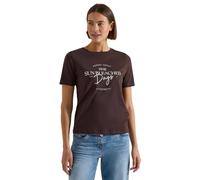 Print-Shirt CECIL "Style Lea", Damen, Gr. XXL (46), braun cacao, Jersey, Obermaterial: 100% Baumwolle, bedruckt, regular fit normal, Rundhals, Shirts, Sommershirt, Rundhals, Baumwolle, bedruckt (86038