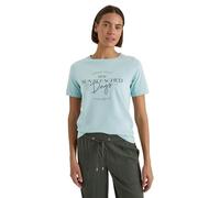 Cecil T-Shirt mit Boat Neck und Wording Artwork Crystal Mint XXL