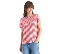 Cecil Damen T-Shirt Boatneck, gestreift, 65% Viskose/35% Polyester, fresh rot, Gr. XL