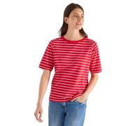Cecil Rundhalsshirt Damen, Gr. S (38) – gestreift, 100% Baumwolle, glazed apple rot