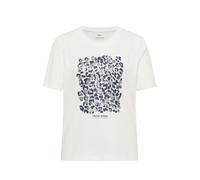 T-Shirt CECIL, Damen, Gr. M (40), weiß (vanilleweiß), Jersey, Obermaterial: 100% Baumwolle, normal normal, Rundhals, Shirts T-Shirt, Dezenter Animal- Druck (66785260-M) vanilleweiß