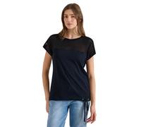 Cecil Damen T-Shirt mit Boatneck und Mesh-Einsatz in Blau, Gr: XL