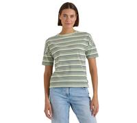T-Shirt CECIL, Damen, Gr. XXL (46), grün (raw matcha lime), Jersey, Obermaterial: 100% Baumwolle, gestreift, normal normal, Rundhals, abgesteppt, Shirts T-Shirt, Ringelshirt, Baumwolle, Rundhalsaussch