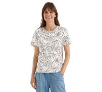 Cecil T-Shirt mit Rundhals und Blätterprint Light Alabaster White XS