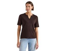 Kurzarmshirt CECIL, Damen, Gr. M (40), braun cacao, Jersey, Obermaterial: 50% Baumwolle, 50% Modal, unifarben, normal hüftbedeckend, Rundhals, abgesteppte Kante, Shirts, Sommershirt mit Split Neck in