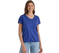 Cecil Damen T-Shirt NOS Solid Lace Shoulder - V-Ausschnitt, Spitzendetail, Blau, XXL