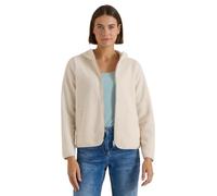 Cardigan CECIL, Damen, Gr. M (40), beige (teddy vanilleweiß), Stoff, 100% Polyester, unifarben, comfort fit normal, ohne Ausschnitt, Bündchen, Strickjacken, mit Kapuze (48604904-M) teddy vanilleweiß