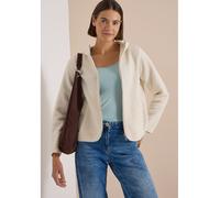 Cardigan CECIL, Damen, Gr. M (40), beige (teddy vanilleweiß), Stoff, 100% Polyester, unifarben, comfort fit normal, ohne Ausschnitt, Bündchen, Strickjacken, mit Kapuze (48604904-M) teddy vanilleweiß