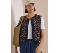 Fleeceweste CECIL, Damen, Gr. XXL (46), braun (creamy mocha), Plüsch, Obermaterial: 100% Polyester, normal kurz, Rundhals, Westen Fleeceweste, Teddy-Weste mit Softshelldetails und Leo-Muster (41768841