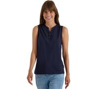 Cecil Top mit Split Neck und Strukturmix urban Dark Blue XL