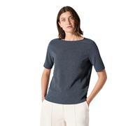 T-Shirt CECIL, Damen, Gr. S (38), blau (rain blau), Jersey, Obermaterial: 76% Polyester, 20% Viskose, 4% Elasthan, casual, lässig geschnitten, U-Boot-Ausschnitt, Kurzarm, Shirts, mit feiner Crepe-Stru