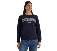 Sweater CECIL, Damen, Gr. M (40), blau (urban dunkelblau), Sweatware, Obermaterial: 100% Baumwolle, bestickt, lässig geschnitten hüftbedeckend, Rundhals, Flachstrickbündchen, Sweatshirts Sweater, mit 