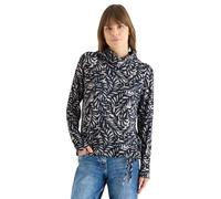 Langarmshirt CECIL, Damen, Gr. XXL (46), universal blau melange, Stoff, 67% Viskose, 28% Polyester, 5% Elasthan, gemustert, comfort fit normal, Rundhals, normaler Saum, Shirts Langarmshirt, mit Schalk