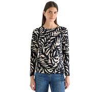 Cecil Damen Langarmshirt Two-Tone AOP U-Boot-Ausschnitt 100% Baumwolle gemustert XL (44) blau