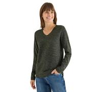 Strickpullover CECIL, Damen, Gr. M (40), raw khaki, Web, 60% Baumwolle, 40% Polyester, unifarben, comfort fit normal, V-Ausschnitt, normaler Saum, Pullover Strickpullover, im Melange Look (24130805-M)