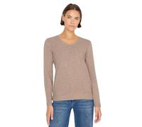 Strickpullover CECIL, Damen, Gr. XXL (46), toffee cream heather melange, Web, 60% Baumwolle, 40% Polyester, unifarben, comfort fit normal, V-Ausschnitt, normaler Saum, Pullover Strickpullover, im Mela