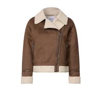 Kurzjacke CECIL, Damen, Gr. XXL (46), braun (mocha braun), Stoff;Plüsch, Vorderseite: 100% Polyester. Rückseite: 100% Polyester, unifarben, comfort fit normal, V-Ausschnitt, Umschlagbund, Jacken Kurzj