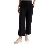 Stoffhose CECIL "Style Neele", Damen, Gr. XL (44), Länge 26, schwarz, Web, Obermaterial: 66% Baumwolle, 30% Polyester, 4% Elasthan, unifarben, loose fit lang, Hosen Stoffhose, im Loose Fit und mit Str