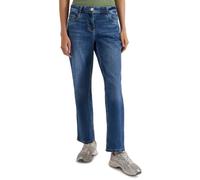 Weite Jeans CECIL "Style Neele", Damen, Gr. 33, Länge 30, mid blau wash, Denim/Jeans, Obermaterial: 77% Baumwolle, 20% Polyester, 3% Elasthan. Futter: 52% Polyester, 48% Baumwolle, unifarben mit Farbe