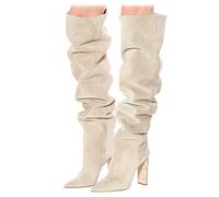 Ceciloroda DaHerren Thigh Hohe Stiefel Höhe Ferse Slouchy Hohe Stiefel
