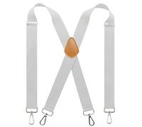 Cedrainy Hosenträger für Herren, 3,6 cm x Rücken, breit, strapazierfähig, drehbare Gürtelschlaufen mit 4 Karabinerhaken, Weiß, Einheitsgröße