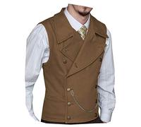 Ceehuteey Herrenanzug, Wildleder, zweireihig, klassisch, Trauzeugen, Hochzeitsweste, Leder, großes Revers, Braun, XX-Large