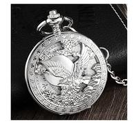 CEHJZQRPL Taschenuhr Silber Adler Handaufzug Mechanische Taschenuhr Herren Taille Kette Hohl