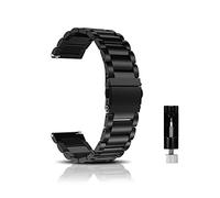 CeiBand Armband für 18MM 20MM 22MM, Metall Uhrenarmbänder, Unisex Edelstahl Uhrband Geeignet für Herren und Damen - Schwarz