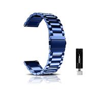 CeiBand Armband für 20MM 22MM 18MM, Metall Uhrenarmbänder, Unisex Edelstahl Uhrband Geeignet für Herren und Damen - Blau