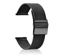CeiBand Armband für 20MM 22MM Edelstahl Mesh Uhrenarmbänder Ersatz Metall Ersatzarmband, Uhrband mit Schnellverschluss Geeignet für Herren und Damen - Schwarz