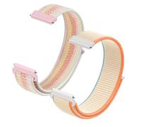 CeiBand Armband für 20mm 22mm, Nylon Weiches Sportbänder Uhrenarmbänder, Ersatzband mit Klettverschluss Verstellbares, Uhrband Herren und Damen - RosaWeiß81# + OrangeWeiß60#