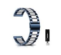 CeiBand Armband für 22MM 18MM 20MM, Metall Uhrenarmbänder Unisex Edelstahl Uhrband Geeignet für Herren und Damen - Blau/Silber