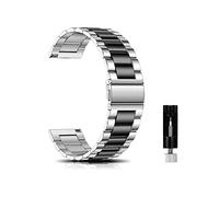 CeiBand Edelstahl Metall Armband für 22MM 20MM 18MM Schnellverschluss Verstellbare Watch Metall Uhrenarmbänder Unisex Ersatzarmband Uhrband Geeignet für Herren und Damen Armbänder - Silber/Schwarz