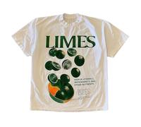 CEINOM Limette Vintage Y2k Letter Printed T-Shirt Oversized Top für Herren 2023 New Harajuku Loose Fit Kurzarm Top, Weiss/opulenter Garten, M