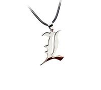CekoCk AnhängerHerren AnhängerHalsketten for FrauenDeath Note L Lawliet Halskette Edelstahl Old English Letter Anhänger Perlen Kette Halsketten Cosplay Zubehör (Color : 2)