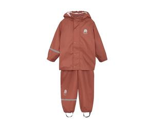 CeLaVi girls Basic rainwear set-solid PU Rain Jacket, Redwood, 70