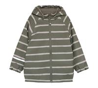 CeLaVi Regenjacke mit abnehmbarer Kapuze gefüttert Ringel 80 grün/natur