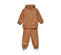 CeLaVi Unisex Kids Basic recycle PU Rainwear set, Amber Brown, 90