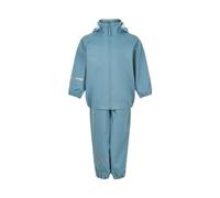 CeLaVi Unisex Kids Basic recycle PU Rainwear set, Smoke Blue, 130