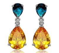 [CELEBOX] TRÄNE Gestochen Ohrhänger Ohrringe mit Tropfenschliff Edelstein Zirkonia CZ [Mehrfarbig] in 18K Weißgold Vergoldet, Promi inspiriert von Angelina Jolie