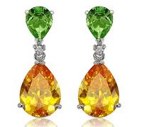 [CELEBOX] TRÄNE Gestochen Ohrhänger Ohrringe mit Tropfenschliff Edelstein Zirkonia CZ [Mehrfarbig] in 18K Weißgold Vergoldet, Promi inspiriert von Angelina Jolie