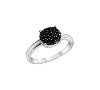 Fingerring CELESTA "Silber 925 rhodiniert mit schwarzen Zirkonia-Steinen" Gr. 17, silber (silbergrau), Fingerringe, Damen, 054 (17,2), Silber 925 (Sterlingsilber), Fingerring (45494960-17) silbergrau